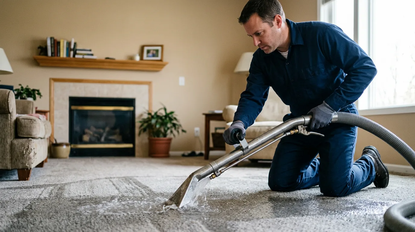 Water damage restoration technician working near Saint Peters, MO